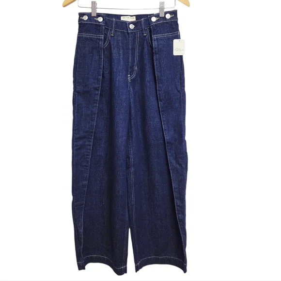 Free People High Street Wide Leg Jeans Boutique Blue Size 29 NWT
